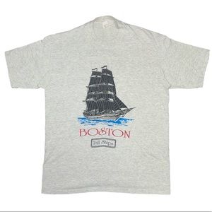 Vintage 1990s Single Stitch Boston Tall Ships T-shirt Grey